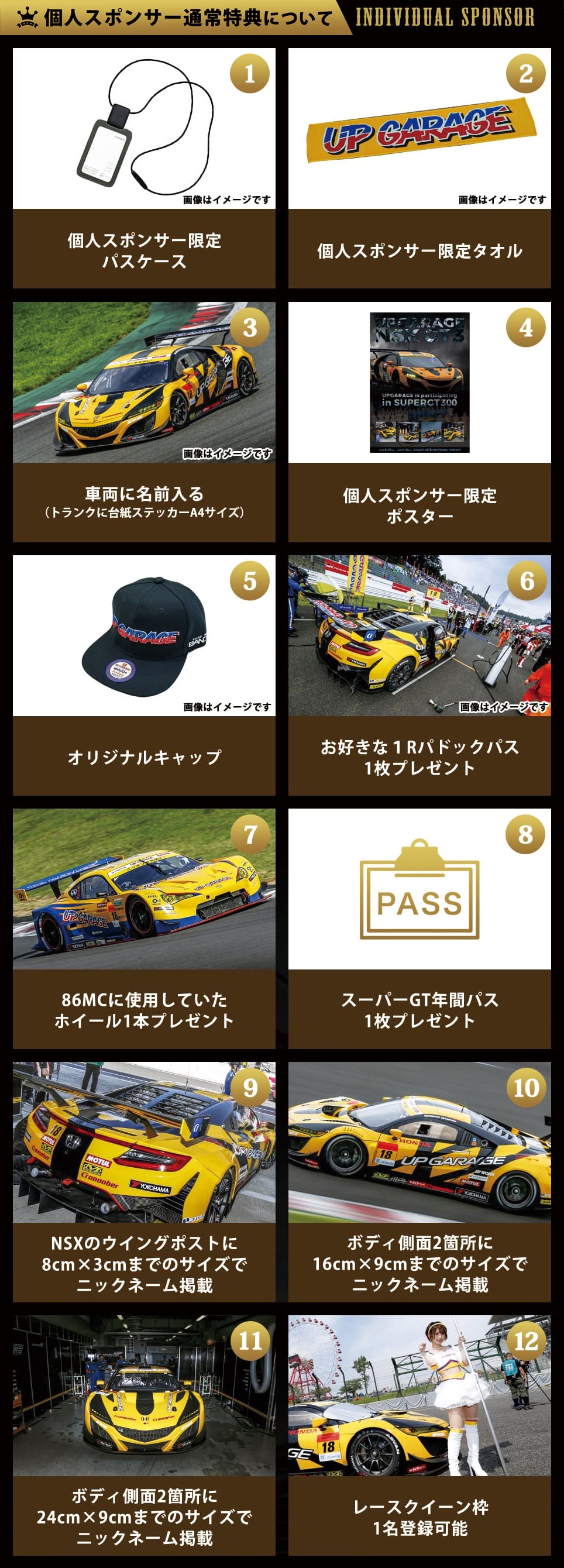 個人スポンサー特典